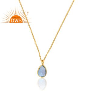 Collar con colgante de piedras preciosas de cuarzo aguamarina doblete de plata esterlina más vendido, fabricante de joyería personalizada - Product Image 3