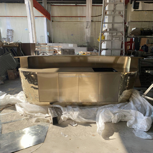 1000 + Đánh giá 5 sao Tùy chỉnh hình bầu dục khung thép không gỉ quầy bar hình elip hình vòng cung phía trước quầy tiếp tân - Product Image 6