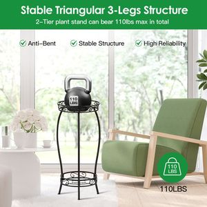 Soporte de Hierro de 2 Niveles para Plantas, Resistente a la Oxidación, 26.57 Pulgadas de Altura, para Interiores y Exteriores, Soporte para Macetas, Nuevo Diseño Elegante - Product Image 4