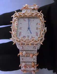 Montre en diamant moissanite pour homme, montre-bracelet analogique à quartz, style de luxe haut de gamme - Product Image 1