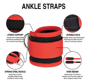 Sangle de cheville rembourrée en néoprène pour machines à câbles, avec anneau en D réglable, accessoire d'entraînement de force pour exercices de jambes en salle de sport - Product Image 3
