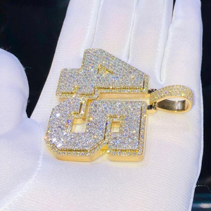 Colgante de Letra Inicial Iced Out de Plata de Ley 925 con Diamante Moissanita VVS, Joyería de Lujo Estilo Hip Hop Bling - Product Image 5