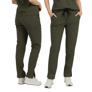 Ensemble de blouses médicales unisexes professionnelles avec haut à col en V tissé et pantalon cargo jogger à poches fonctionnelles pour hôpital et clinique - Product Image 1