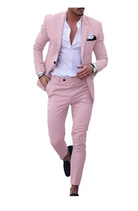 Traje de Hombre Personalizado, Corte Entallado, Estilo Italiano, 3 Piezas, Esmoquin Cruzado, Lino/Algodón Antiencogimiento, para Boda, Negocios, Verano, Playa - Product Image 2