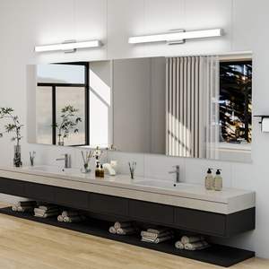 Luminaire mural carré pour salle de bain de 41 pouces, éclairage LED avec 24W 6000K lumière blanche froide, nickel brossé, miroir de salle de bain - Product Image 2
