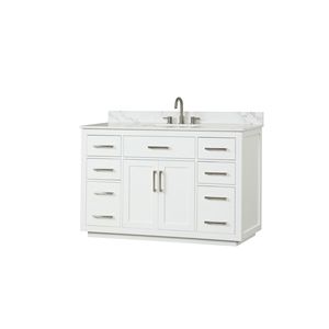 Mobile Bagno Moderno da 54 Pollici con Lavabo a Chiusura Ammortizzata e Mobiletto Contenitore in Legno Massello a 6 Cassetti - Product Image 2