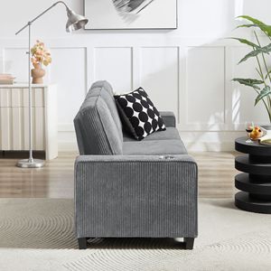 Divano a 3 Posti in Tessuto Corduroy 83.86, Moderno e Compatto, Colore Grigio, per Soggiorno, Camera da Letto, Ufficio - Product Image 4