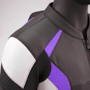 Combinaison de course moto homme manches longues noire, blanche et violette, blocs de couleur, séchage rapide, protection toutes saisons, 100% authentique et de qualité supérieure - Product Image 6