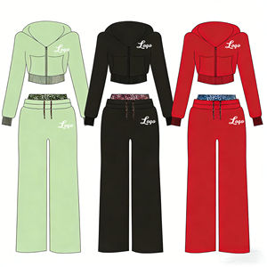 Conjunto de 2 piezas personalizado de ropa de invierno Y2K para mujer, ideal para chicas altas, sudadera con capucha y cremallera, cintura doble, holgado e informal. - Product Image 2