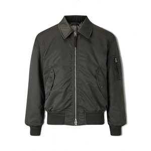 Chaquetas Bomber Negras para Hombre con Cierre de Cremallera, Cuello Camisero, Cortavientos Casuales de Poliéster, Chaquetas Satinadas de Corte Regular para Otoño - Product Image 4