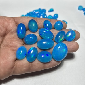 Natural Ethiopian Blue Opal Oval Cut Gemstone Cabochon with Brilliant Fire Flash Rainbow Play for Jewelry Collectors - Product Image 4