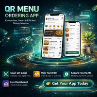 Application mobile avancée de commande par QR code avec accès Internet, serveur réseau Linux/Mac, restauration sans contact et gestion des stocks en temps réel
