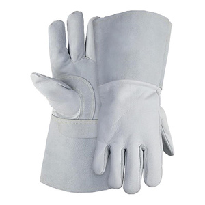 Guantes de Soldadura de Cuero Vacuno de Grano Entero Resistentes al Fuego y al Calor, con Puño Largo, para Uso Industrial y General - Product Image 1