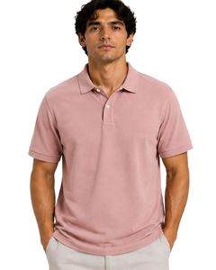 Polo Personalizado Rosa Claro para Hombre, Manga Corta, Tela de Algodón Piqué, Diseño Liso Informal, Cuello Camisero, Clásico de Verano - Product Image 1