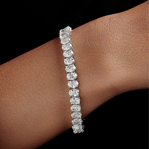 Bracelet tennis ovale en platine pour femme, serti de diamants, certifié IGI, bijoux de mariage classiques - Product Image 3