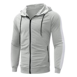 Conjunto Deportivo Informal con Capucha Gris para Hombre, Manga Larga con Cierre, Ropa Deportiva Transpirable de Forro Polar, Traje para Correr, Corte Regular, Ropa de Otoño - Product Image 2