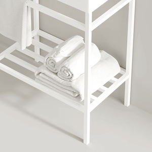 24 \ "bianco lucido bagno Set Freestanding Console lavello rettangolare in ceramica rubinetto aperto gambe in metallo - Product Image 4