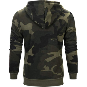 Sweat à capuche camouflage pour homme, manches raglan, en polaire, pull décontracté pour l'automne, design à bas noir - Product Image 4