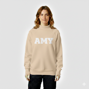New Style Women Mockneck Sweatshirt <b>Top</b> Relaxed Drop Shoulder Breathable Warm Fleece Eco-Friendly Front Logo <b>Winter</b> Collection - Product Image 2
