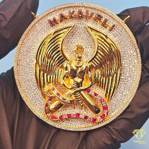 Colgante Medallón Makaveli Angel Wing Warrior con Rubíes y Diamantes, Pieza de Alta Gama Estilo Hip Hop - Product Image 2