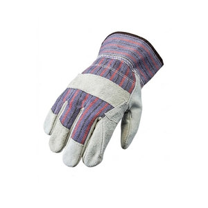 Gants de travail robustes en cuir de vachette pleine fleur, résistants à la chaleur, avec manchette de sécurité, pour l'industrie et le jardinage, antidérapants avec manchette caoutchoutée, certifiés CE - Product Image 3