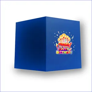 Cartões pop-up 3D de papel para presente, cartões com envelope, bolo de feliz aniversário, 3D pop-up com envelope, bom preço - GC22