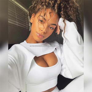 High Street recadrée à manches longues sweats fille pull sweat haut court t-shirt haut tendance pour les filles printemps - Product Image 5