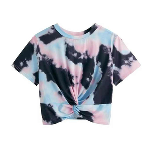 Camiseta Tie Dye al por Mayor para Mujer, Poliéster/Algodón, Corte Ajustado, Antipilling, Estilo Casual Urbano, Cuello Redondo, Manga Corta, Logotipo Personalizado - Product Image 1