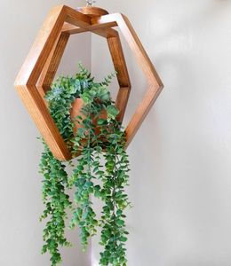 Estante Vertical Moderno de Madera Maciza y Acero Inoxidable para Plantas, con Función de Exhibición, para Decoración de Pared de Sala de Estar - Product Image 1