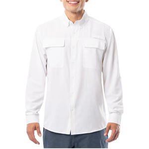 Chemises à manches longues boutonnées pour hommes, coupe-vent UPF 50+, 100% polyester, vêtements de plage d'été - Product Image 1