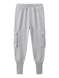 Men's Gray Corduroy Breathable Eco-Friendly Plus Size Cargo Casual Joggers Mid Waist Drawstring Loose Fit Pockets Autumn Wear - Product Image 4