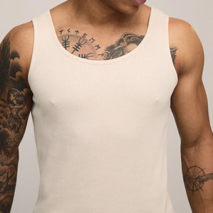 Wholesale Premium Quality Men's <b>White</b> Ribbed <b>Tank</b> <b>Top</b> O-Neck Solid Color Casual Knitted Sleeveless Shirt Breathable Cotton <b>Tops</b> - Product Image 3