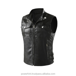 Gilet de moto en cuir véritable pour homme, imperméable, respirant, coupe-vent, avec poches, vêtements d'extérieur OEM - Product Image 4