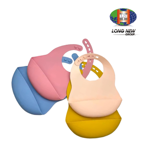LONGNEW Babero Reutilizable Impermeable de Plástico PP con Recolector de Comida para Bebés y Niños Pequeños - Product Image 1