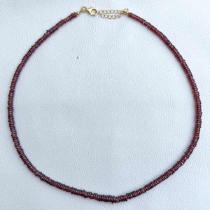 Aaa Chất Lượng Tự Nhiên Màu Đỏ Garnet Mịn Heishi Lốp Bán Buôn Loose Đá Quý Hạt Vòng Cổ 925 Sterling Bạc Vòng Cổ Cho Phụ Nữ - Product Image 2