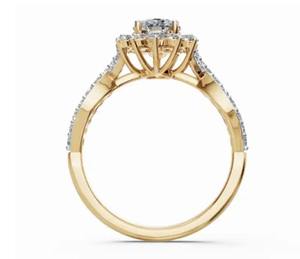 Élégance Couronnée - Bague de Fiançailles avec Diamant de Laboratoire Taille Brillant de 1,487 Carats, 45 Diamants, Or Jaune, Rose ou Blanc 9KT, 14KT, 18KT - Product Image 2