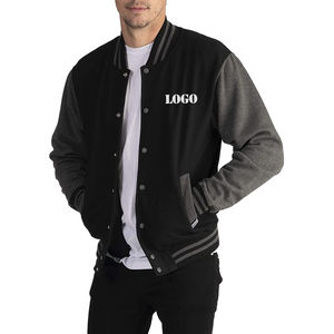 Veste de baseball universitaire pour homme en cuir avec logo personnalisé, broderie noire, rembourrage en coton, réversible, imperméable - Product Image 3