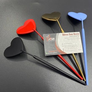 Custom Color Coated Heart-Shaped Cosmetic Mirror Red Gold Black Pink Nude Stainless Steel Lash Inspection <b>Plastic</b> <b>Pocket</b> Mirror - Product Image 3