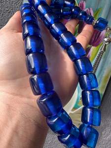 Cuentas de Oración de Resina Azul de Lujo, Hechas a Mano, Tasbih Islámico de Resina con Detalles en Plata, Misbaha, Regalo Musulmán para Él - Product Image 5