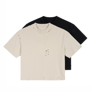 T-shirt en coton surdimensionné personnalisé pour homme, coupe ample, décontracté, idéal pour l'été, effet délavé soleil - Product Image 5