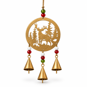 Adorno Navideño de Pared con Patrón de Escarcha, Diseño de Cristal de Nieve Cortado con Láser, Colgantes de Campanas y Suspensión de Cuerda Natural - Product Image 6