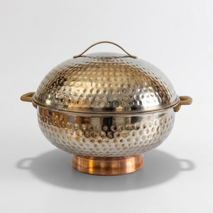 Juego de 3 cacerolas de metal con diseño martillado y base de cobre. Elegantes Platos Aislantes para Servir, Ideales para Catering de Lujo y Cenas en Casa - Product Image 4