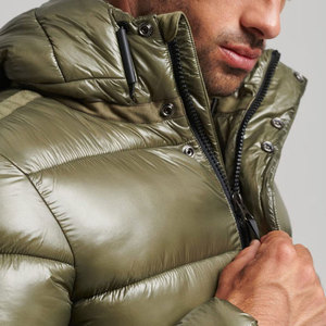 Chaqueta Acolchada de PU Verde Oliva para Hombre con Capucha, Cortavientos, Rellena de Plumón, Cierre de Cremallera, Ropa Casual de Invierno, Chaqueta Estilo Burbuja - Product Image 6