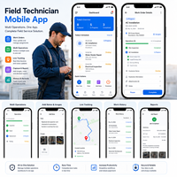 Application mobile pour technicien de terrain avec service de suivi GPS multi-opérations, gestion des stocks, version Internet, prise en charge MAC