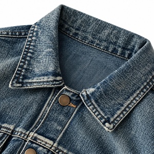 Unisex Washed Denim <b>Racer</b> <b>Jacket</b> Regular Fit Hooded Collar Zipper Closure Solid Color Polyester Waterproof Winter Sporty Style - Product Image 5