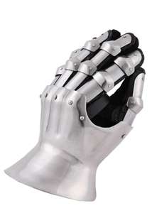 Guantes de Placa Metálica Completa con Diseño Tradicional Antiguo, Plateados/Dorados para Disfraces de Teatro y Eventos - Product Image 1