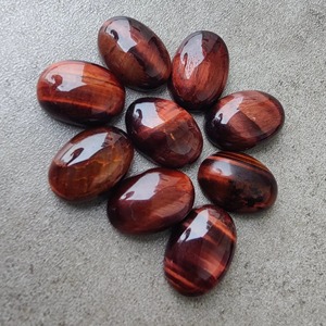 Ojo de Tigre Rojo Natural, Grado AAA, Corte Ovalado, Cabujón, Parte Posterior Plana, Calibrado, Piedra Preciosa Suelta, Certificado por Terceros - Product Image 2