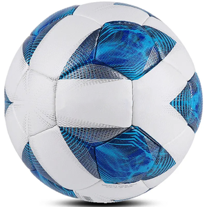 Ballon de football cousu main de haute qualité, blanc et bleu, pour l'entraînement, les matchs et les jeux en extérieur, fabriqué au Pakistan - Product Image 1