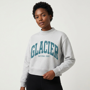 Sweat-shirt unisexe à col montant avec imprimé lettres style universitaire, 100 % coton, coupe classique, manches longues, pour femme et jeune, automne-hiver, idéal pour les jours de match - Product Image 3