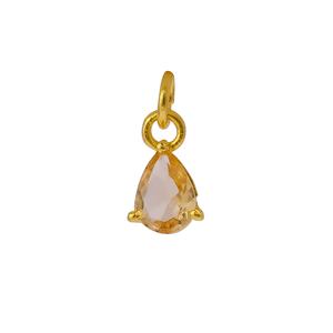 Pink Quartz 5x7mm Teardrop Gold Plated Prong set <b>Charm</b> Pendant Elegant Handmade Jewelry Component for Necklaces & <b>Bracelets</b> - Product Image 1